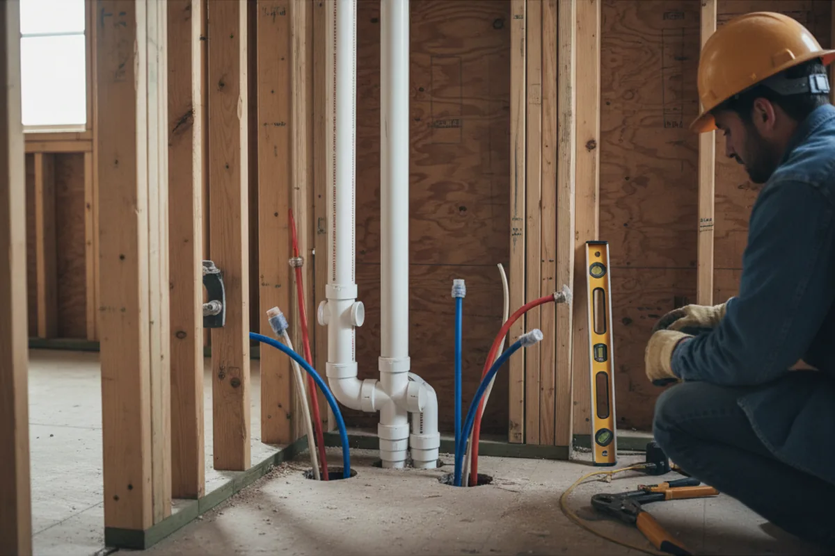 Drain and supply rough-in during Toilet Repair and Installation in Parlier